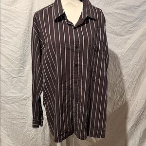 Men's Brown Stripe Button-Up Shirt